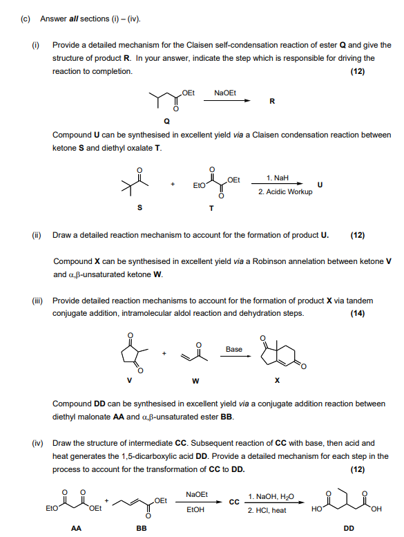 Solved (c) Answer all sections (i) - (iv). (i) Provide a | Chegg.com