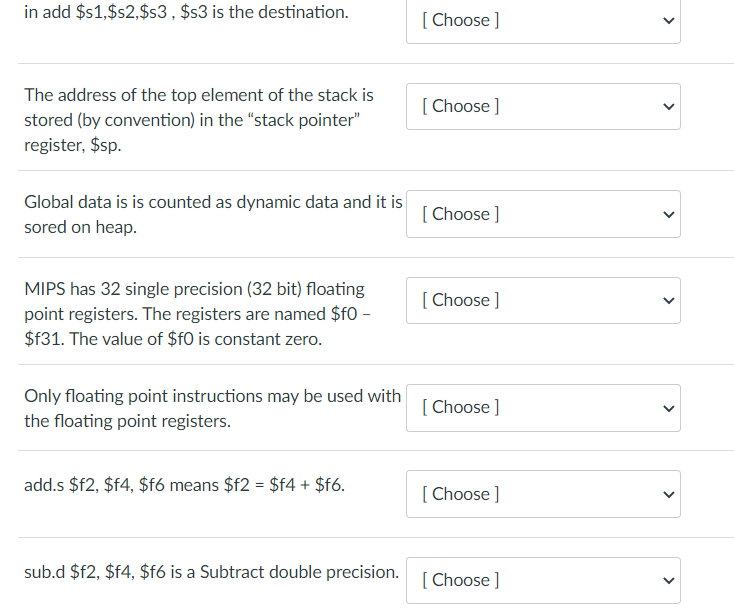Solved in add $s1,$s2,$s3, $s3 is the destination. [Choose ] | Chegg.com