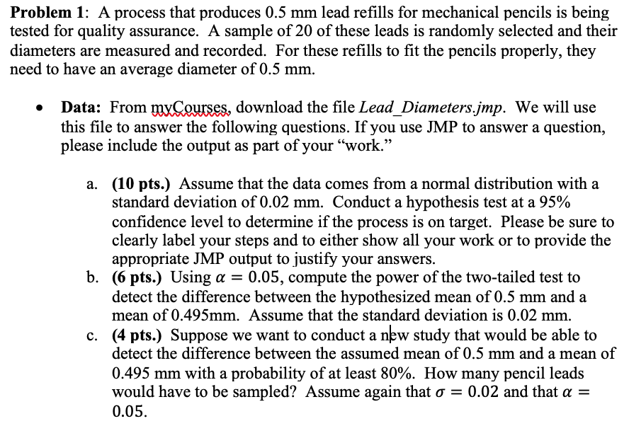 Solved Problem 1: A process that produces 0.5 mm lead | Chegg.com