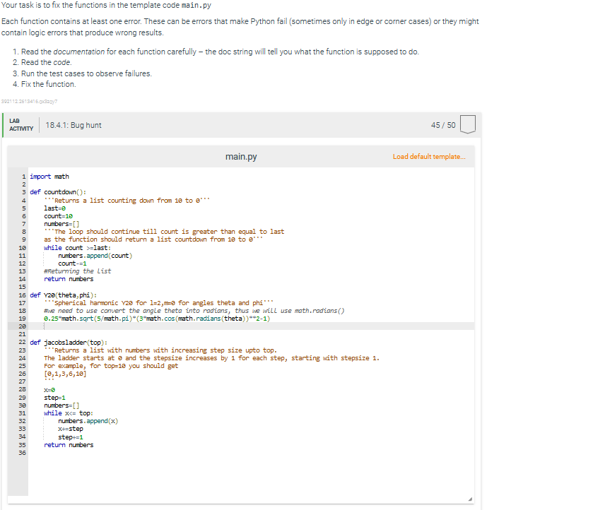 Solved Your task is to fix the functions in the template | Chegg.com