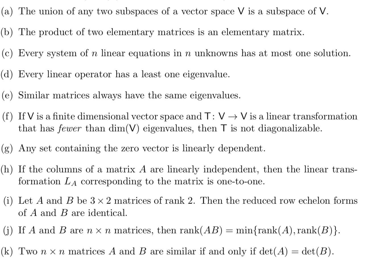 Solved A The Union Of Any Two Subspaces Of A Vector Spa Chegg Com