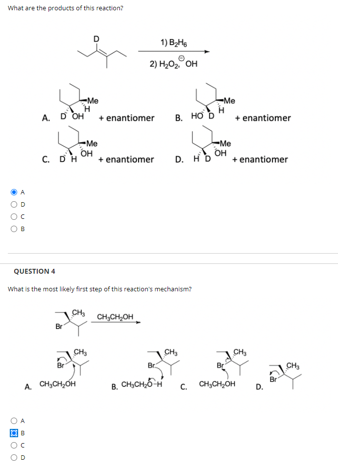 Solved What are the products of this reaction? D 1) B2H6 2) | Chegg.com