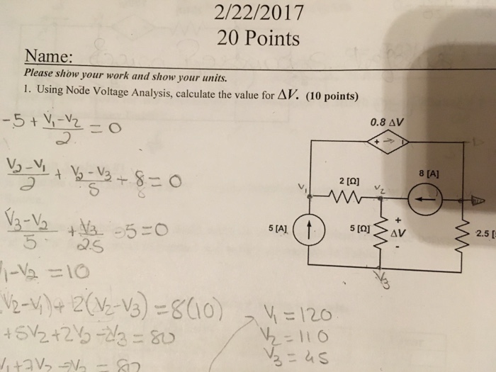 Solved Using Node Voltage Analysis Calculate The Value For