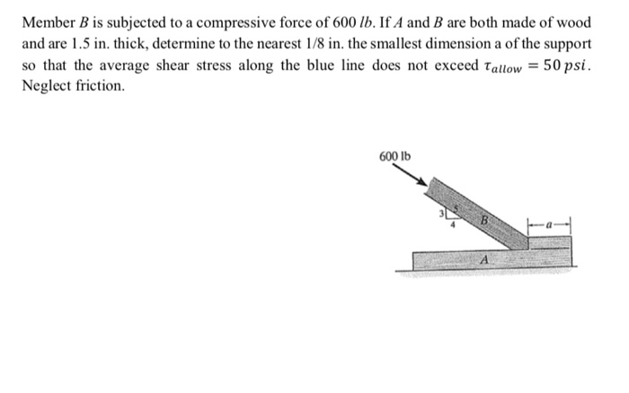 solved-member-b-is-subjected-to-a-compressive-force-of-600-chegg