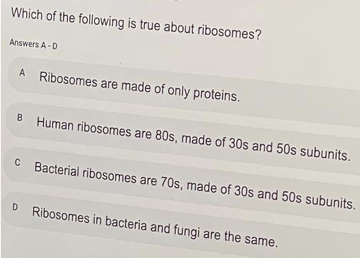 Solved Which of the following is true about ribosomes?