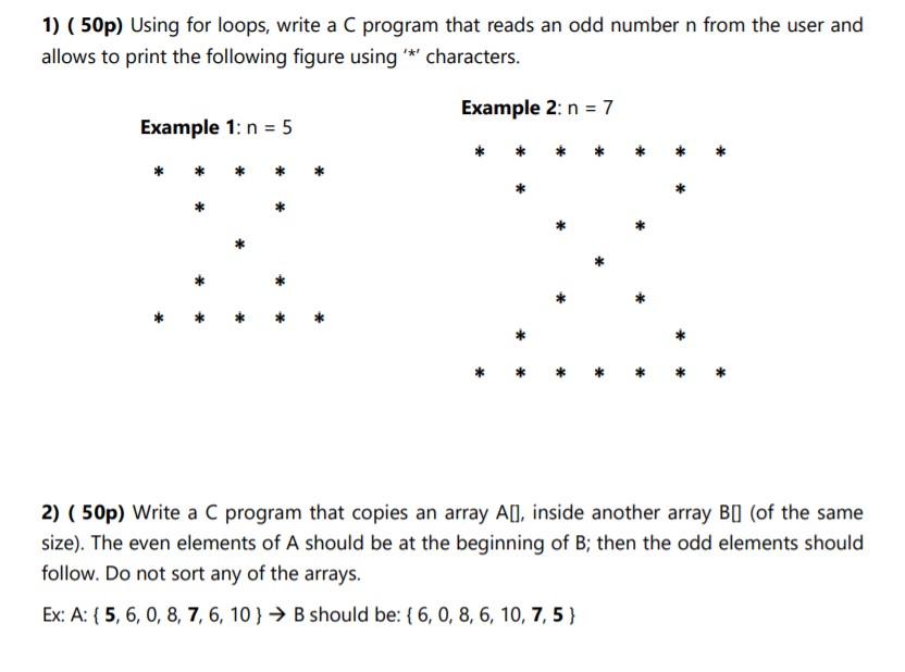 Solved 1) (50p) Using for loops, write a C program that | Chegg.com