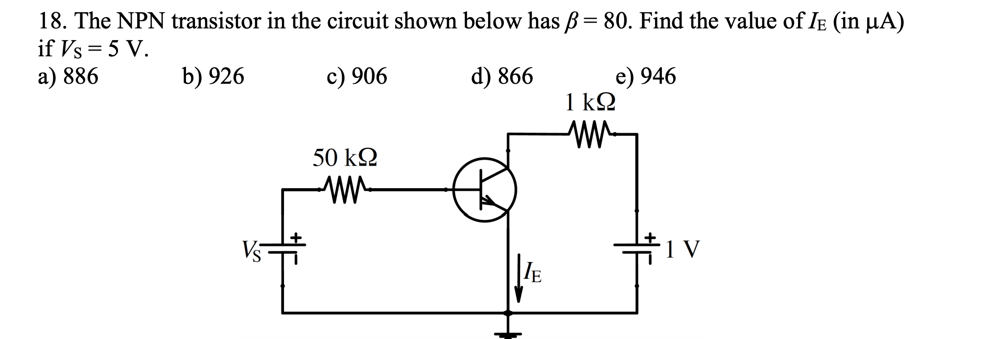 Solved 18. The NPN transistor in the circuit shown below has | Chegg.com