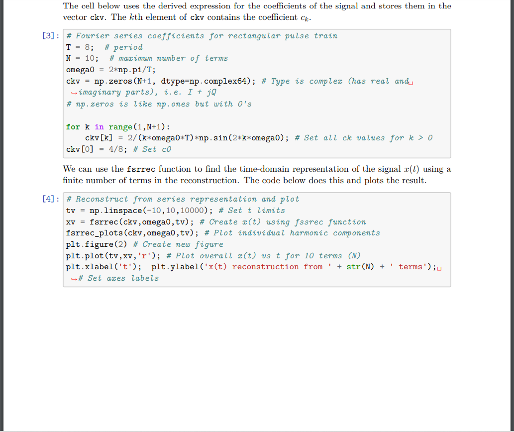 Solved Find and plot the Fourier series Python Code: 1. | Chegg.com