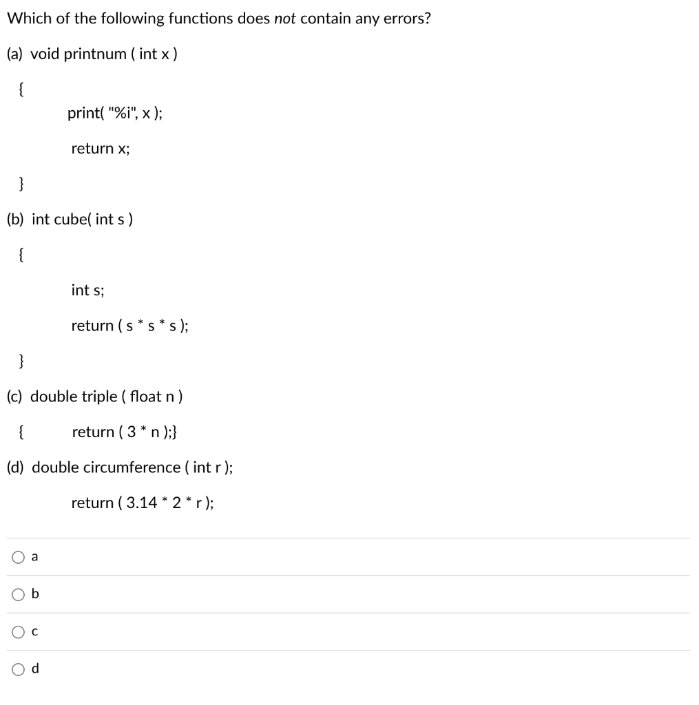 Solved Which of the following will not produce a syntax | Chegg.com