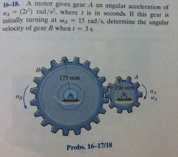 Solved 16-18. A Motor Gives Gear A An Angular Acceleration | Chegg.com