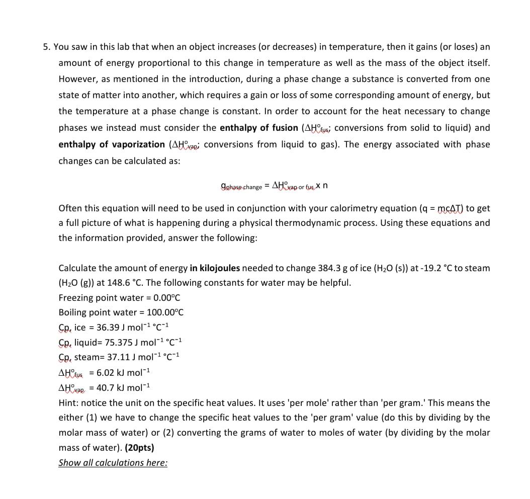 Solved 5. You saw in this lab that when an object increases | Chegg.com
