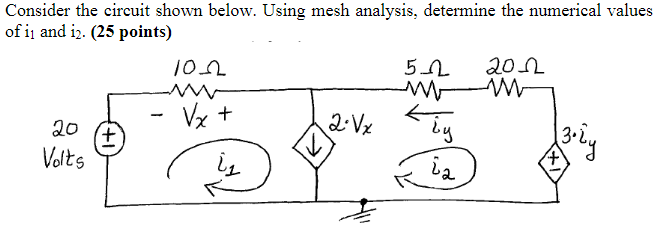 Solved Consider the circuit shown below. Using mesh | Chegg.com