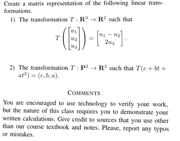 Solved Create a matrix representation of the following | Chegg.com