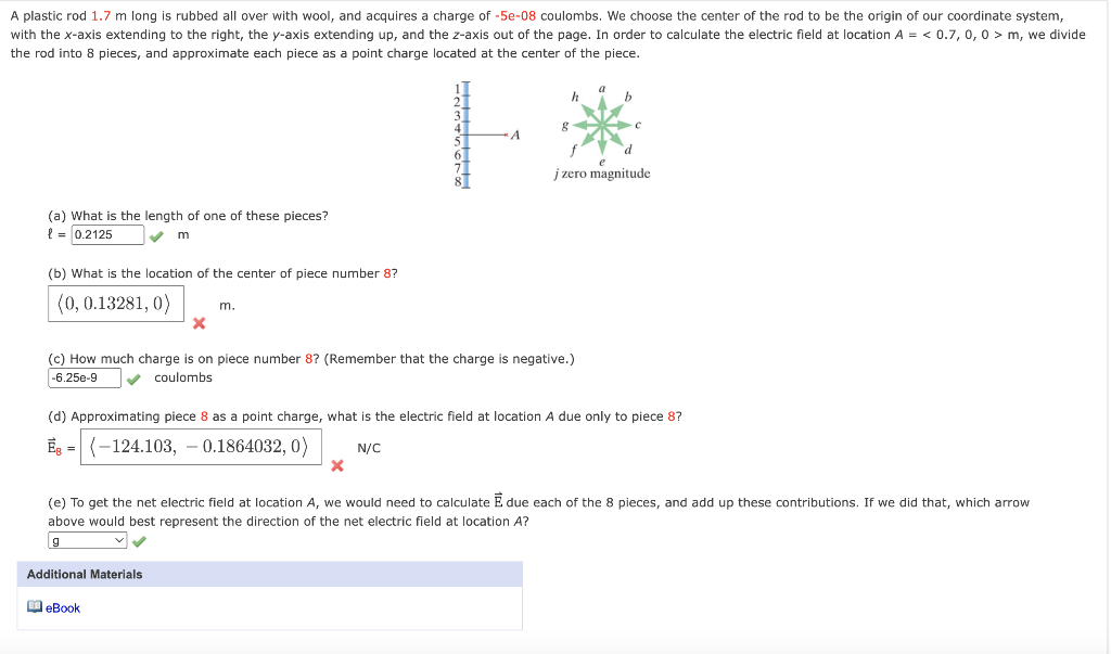 Solved plastic rod 1.7 m long is rubbed all over with wool,