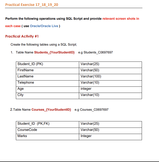 Solved Practical Activity #21. Add a Primary Key Constraint | Chegg.com
