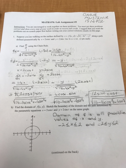 Solved HNSTEMIR /5/ん702 MATH 070: Lab Assignment #5 | Chegg.com