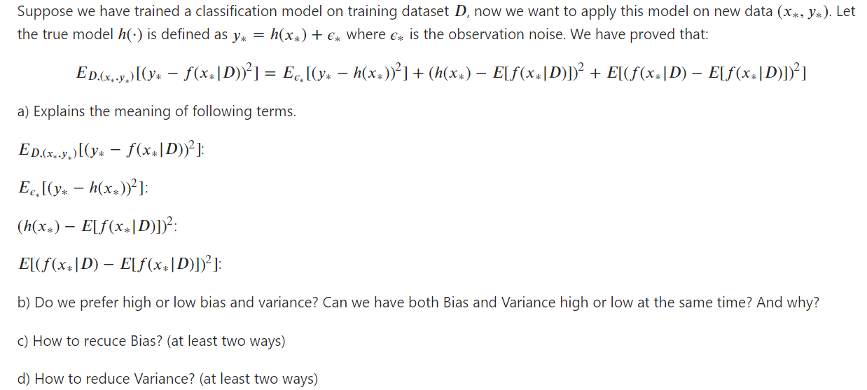 Suppose We Have Trained A Classification Model On | Chegg.com