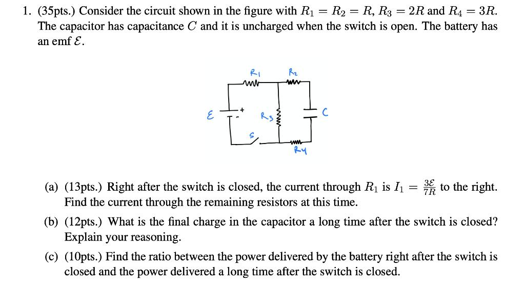 Solved 1. (35pts.) Consider the circuit shown in the figure | Chegg.com