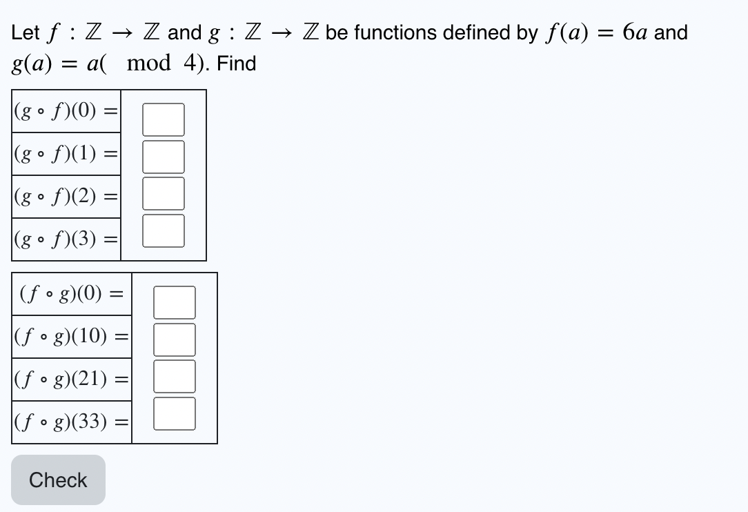 Solved Let F Z→z And G Z→z Be Functions Defined By F A 6a