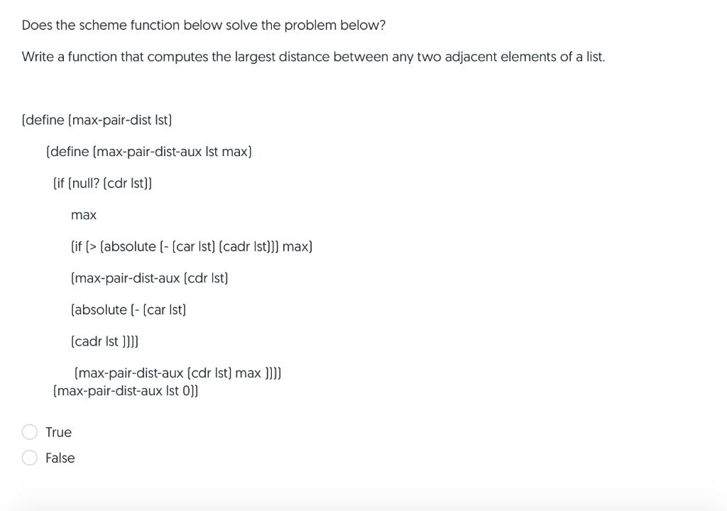 Does the scheme function below solve the problem | Chegg.com