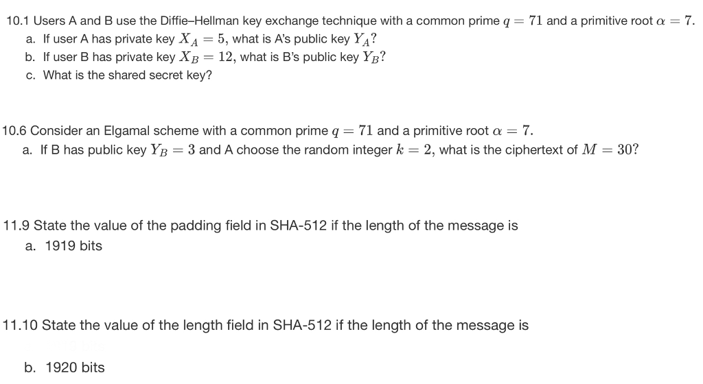 Solved 10.1 Users A And B Use The Diffie-Hellman Key | Chegg.com