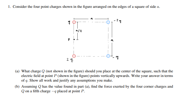 Solved 1. Consider the four point charges shown in the | Chegg.com