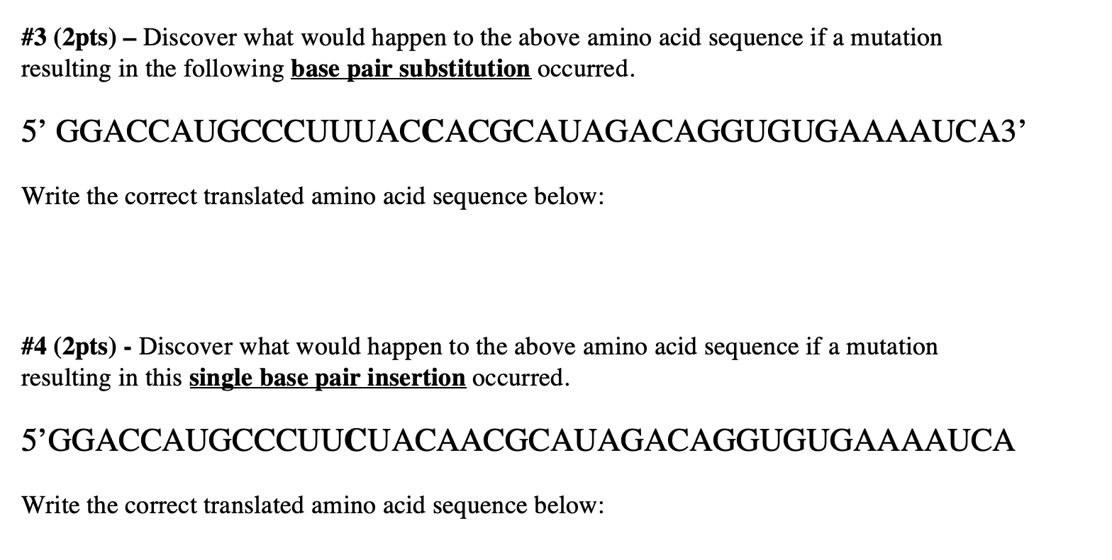 Solved #288 (28pts) - Write the amino acid sequence based on  Chegg.com