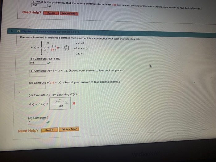 Solved (d) What is the probability that the lecture | Chegg.com