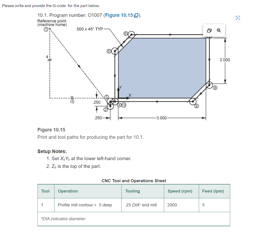 Solved Please write and provide the G-code for the part | Chegg.com
