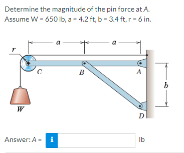 Solved Determine the magnitude of the pin force at A. Assume | Chegg.com