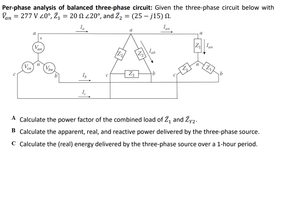 Solved Per-phase analysis of balanced three-phase circuit: | Chegg.com