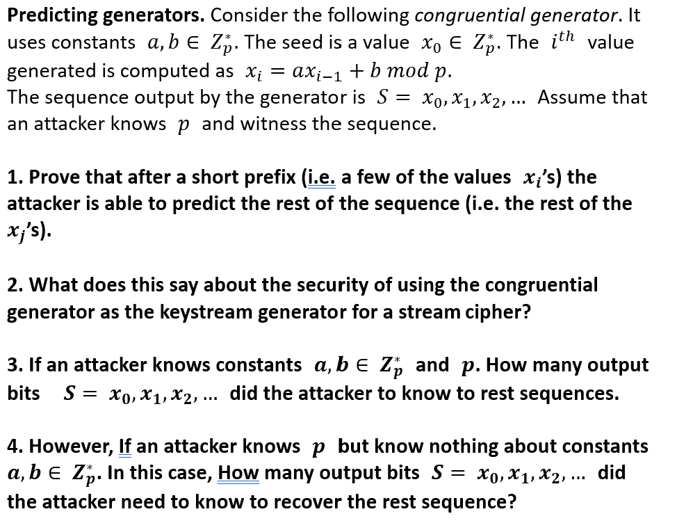 Solved Predicting generators. Consider the following | Chegg.com