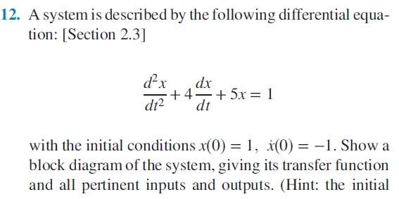Solved 12. A system is described by the following | Chegg.com