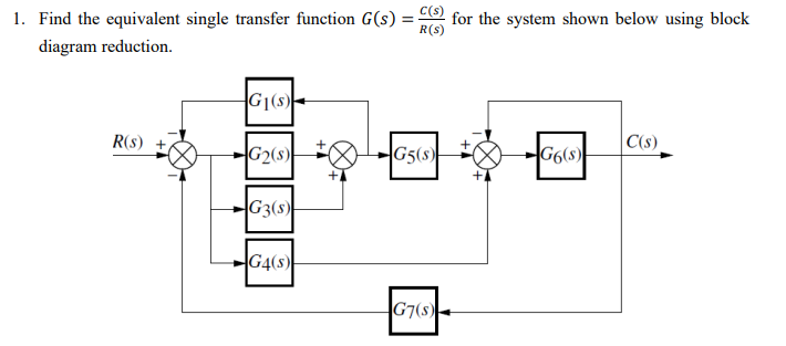 Solved 1. Find the equivalent single transfer function | Chegg.com