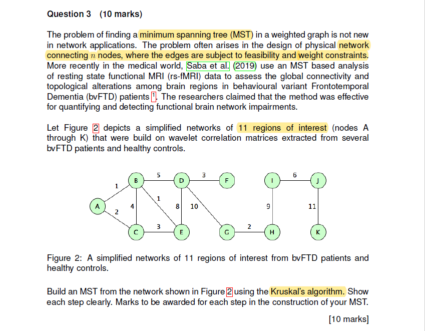 Solved Question 3 (10 marks) The problem of finding a | Chegg.com