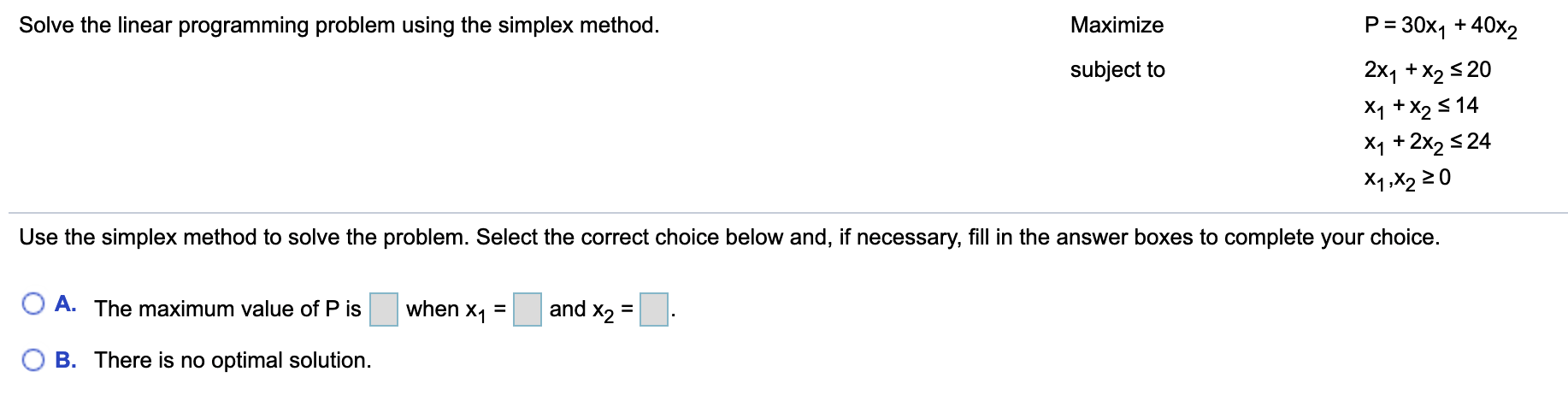 Solved Solve the linear programming problem using the | Chegg.com