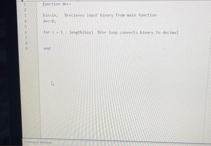 Solved Lab 5 Binary to decimal conversion function. Problem | Chegg.com