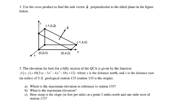 Solved 1. Use The Cross Product To Find The Unit Vector N^ | Chegg.com