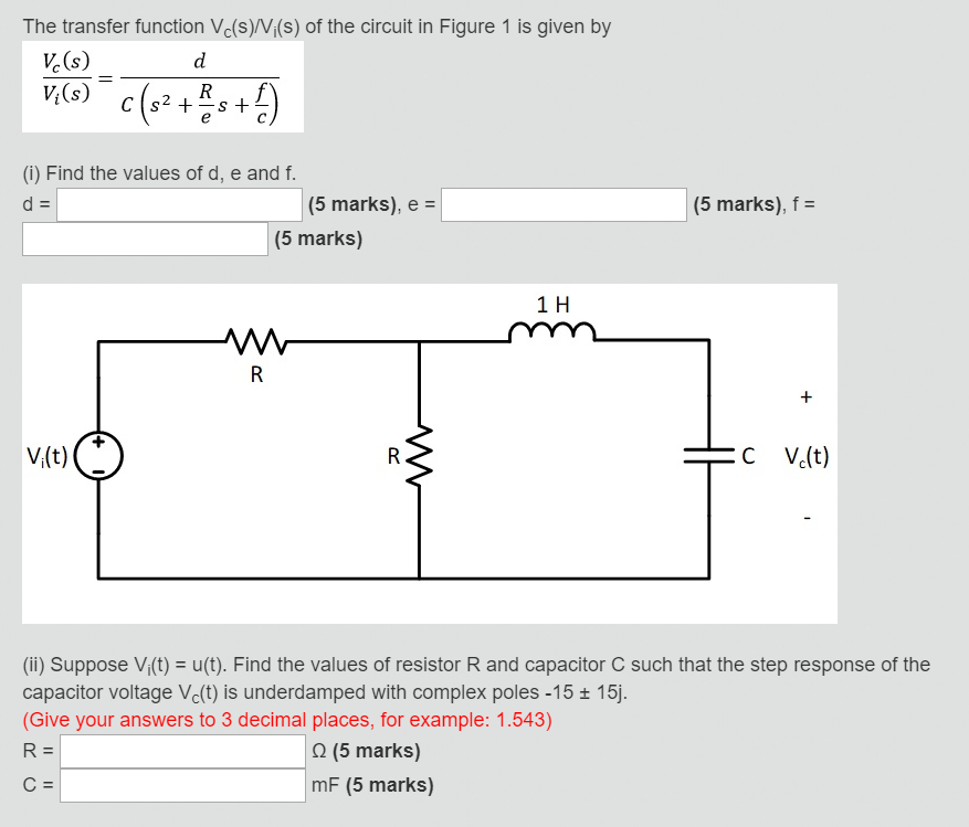 Solved The circuit in (Figure 1) ﻿has the transfer