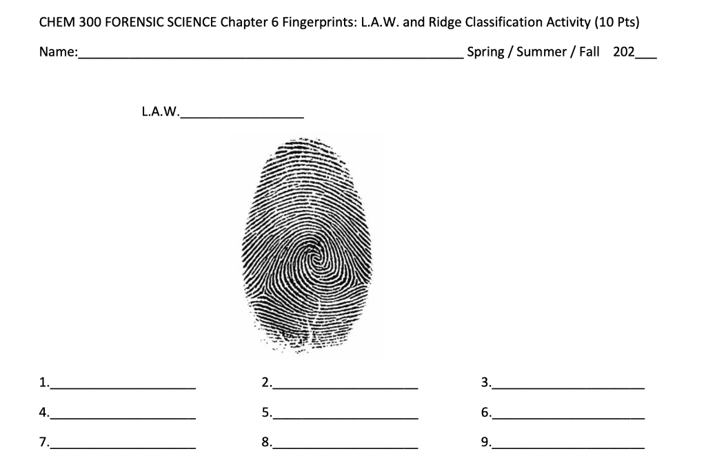 CHEM 300 FORENSIC SCIENCE Chapter 6 Fingerprints: | Chegg.com