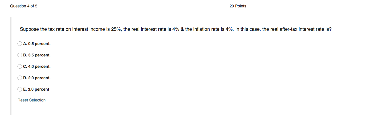 Solved Question 4 Of 5 20 Points Suppose The Tax Rate On Chegg Solved Question 4 Of 5 20 Points Suppose The Tax Rate On Chegg