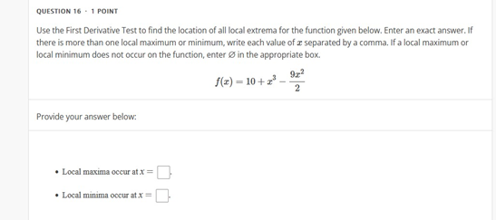 Solved Use The First Derivative Test To Find The Location Of 8843