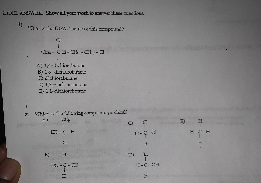 Hort Answer Show All Your Work To Answer Fhese Chegg Com