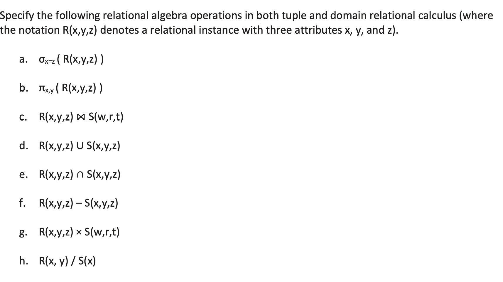 Solved Specify The Following Relational Algebra Operation Chegg Com