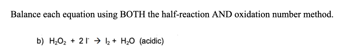 balance the chemical equation by oxidation number method in acidic medium fe2