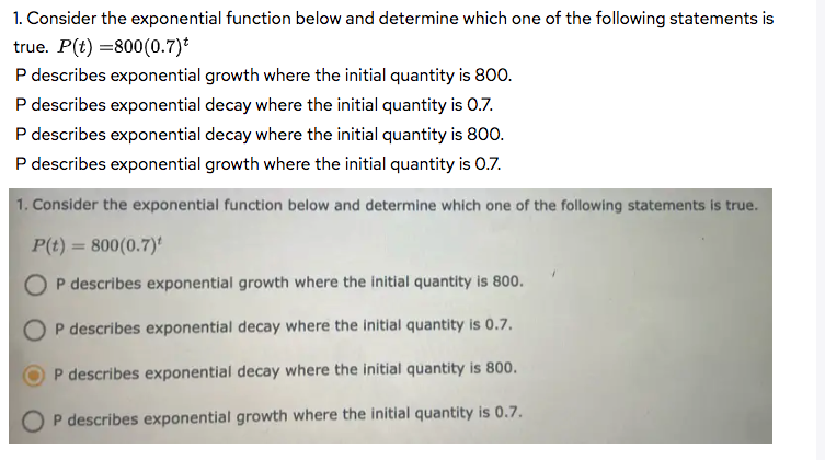 Solved 1. Consider the exponential function below and | Chegg.com