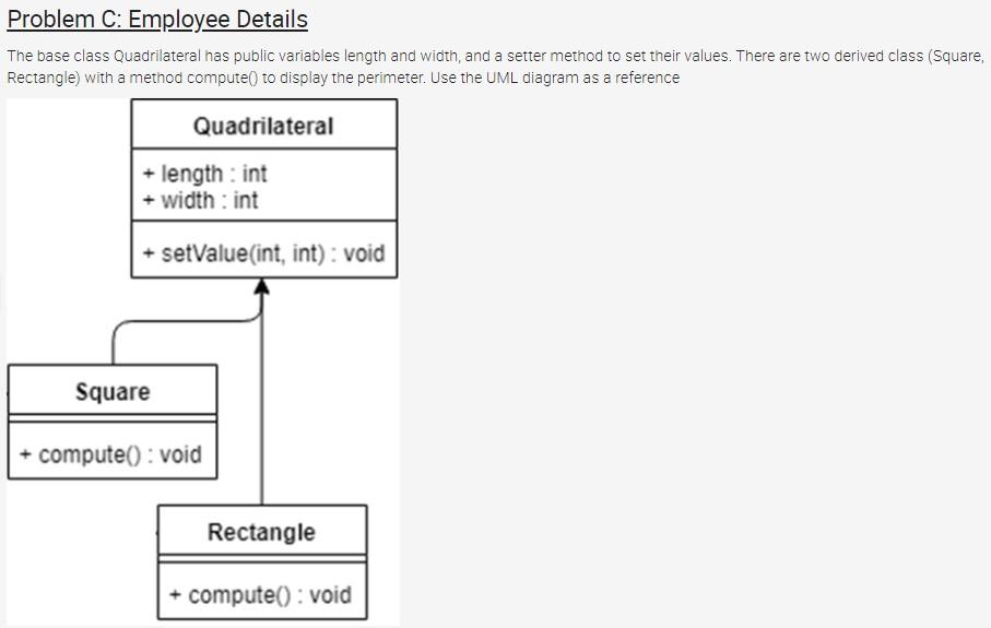 Solved Problem C: Employee Details The base class | Chegg.com