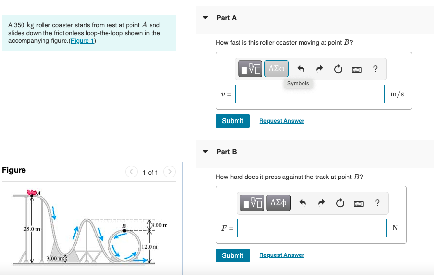 Solved Part A A 350 kg roller coaster starts from rest at Chegg