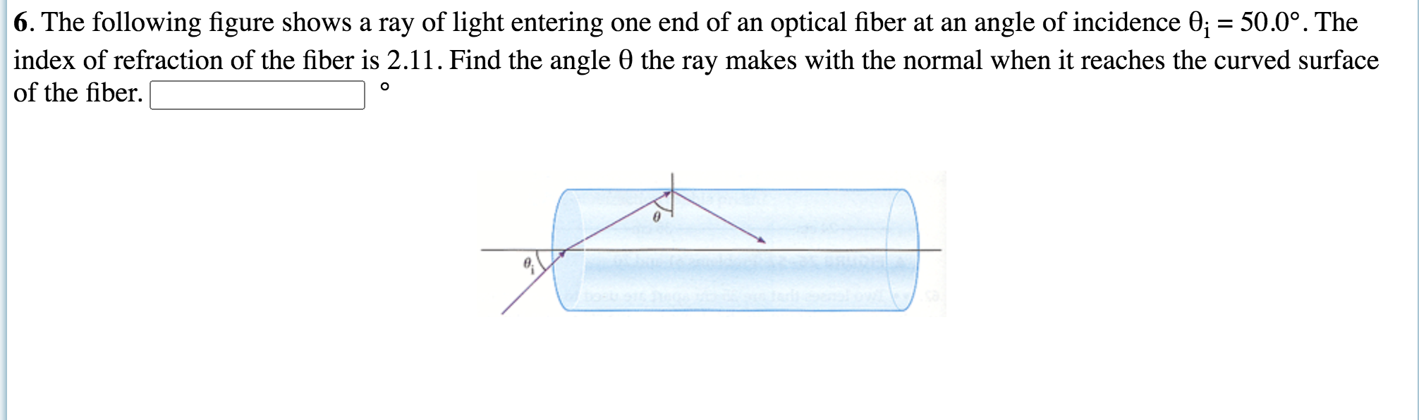 Solved 6. The following figure shows a ray of light entering | Chegg.com