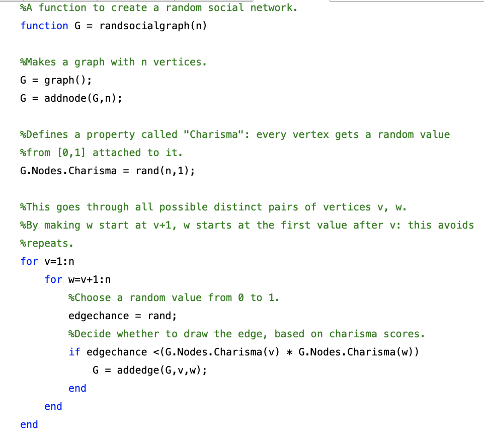 1. In class, we wrote MATLAB code to create a random | Chegg.com